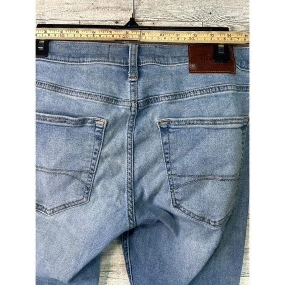 Hollister 33x32‎ Mens Slim Straight Epic Flex Distressed Ripped Blue Jeans